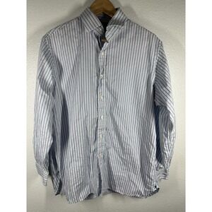 Polo Ralph Lauren Shirt Mens 16.5 Blue Stripe Regent Button Front Long Sleeve